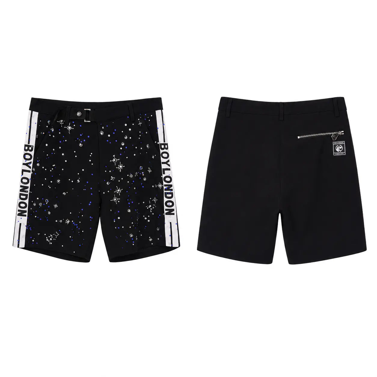 TCH Starry Rhinestone Shorts Black Streetwear Casual Bermuda Shorts Luxury Streetwear Brand Official Showcase