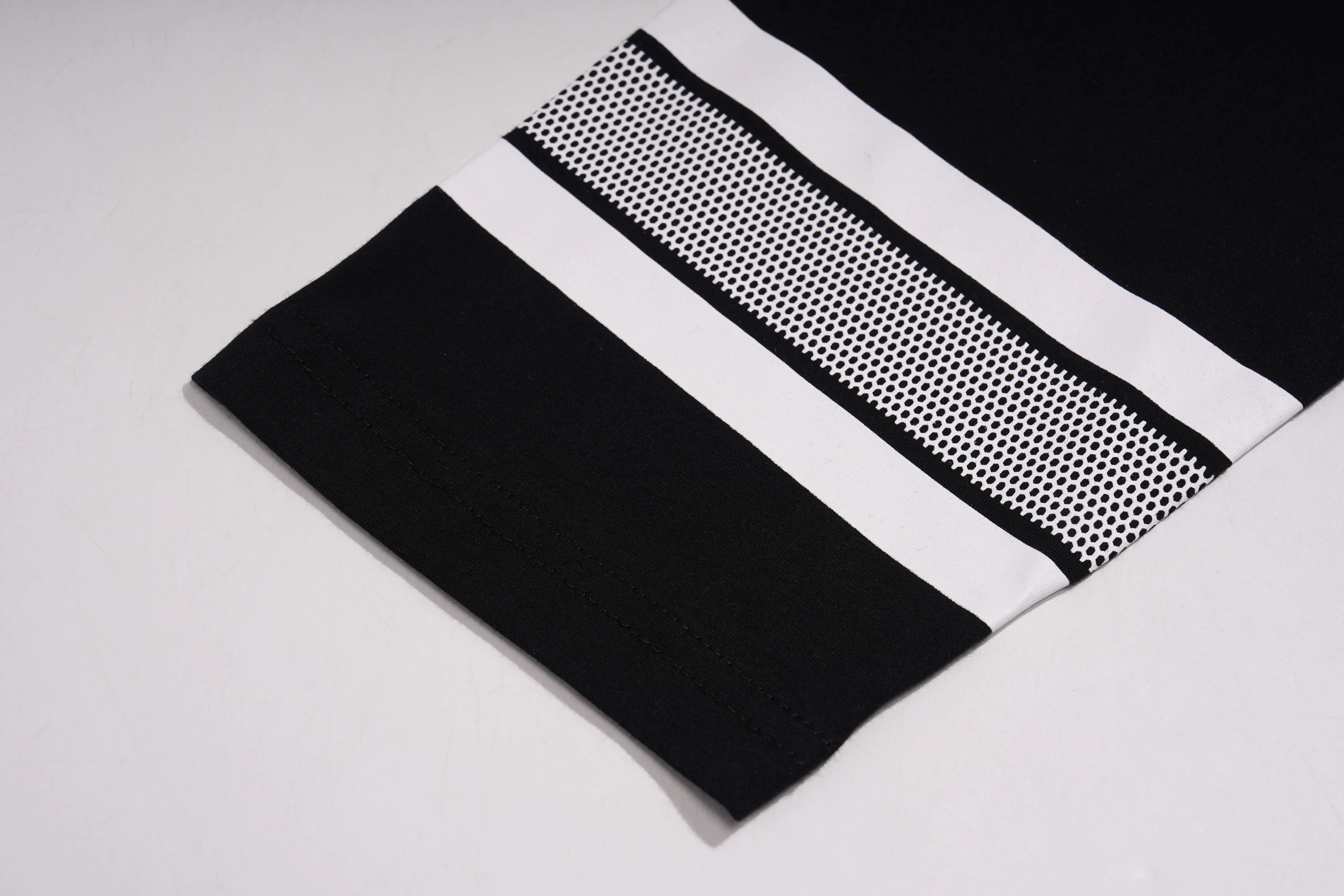 Black and white fabric with textured pattern on a light gray background, TCH TECHNO Waterfall Rhinestone T-Shirt