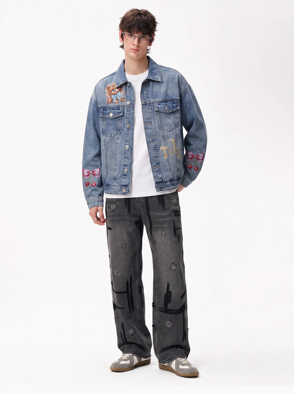 TCH Techno Wings Rhinestone Graphic Denim Jacket Luxury Streetwear Brand Official Showcase