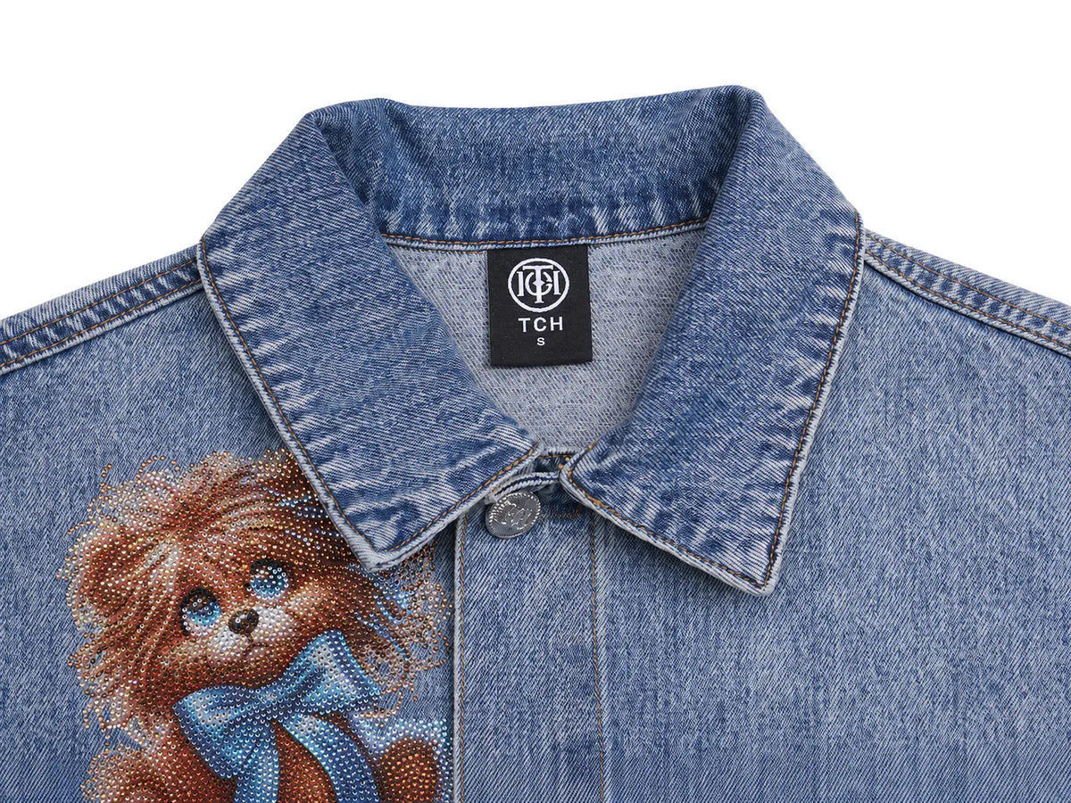 TCH Techno Wings Rhinestone Graphic Denim Jacket Luxury Streetwear Brand Official Showcase