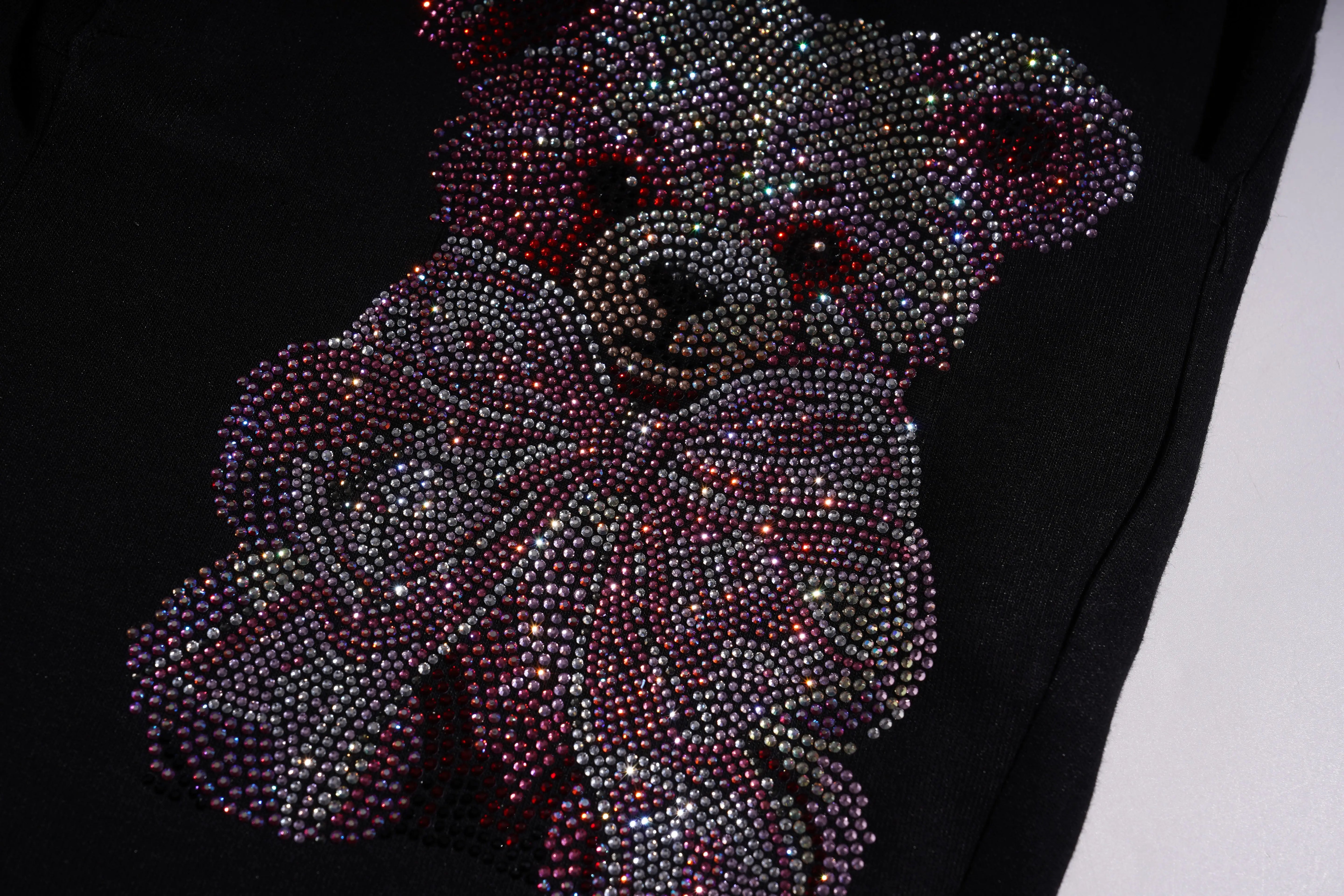 TCH Teddy Bear Rhinestone Black Jogger Pants Luxury Streetwear Brand Official Showcase