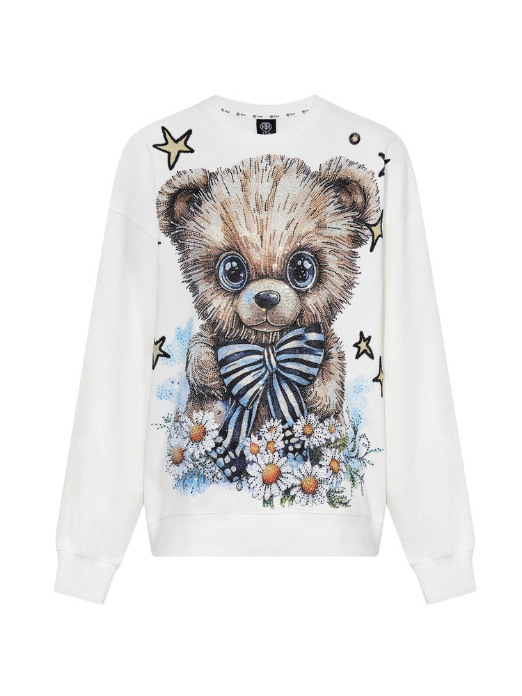 tch teddy bear rhinestone bow sweatshirt white HighEnd Luxury Streetwear Brand Official Showcase