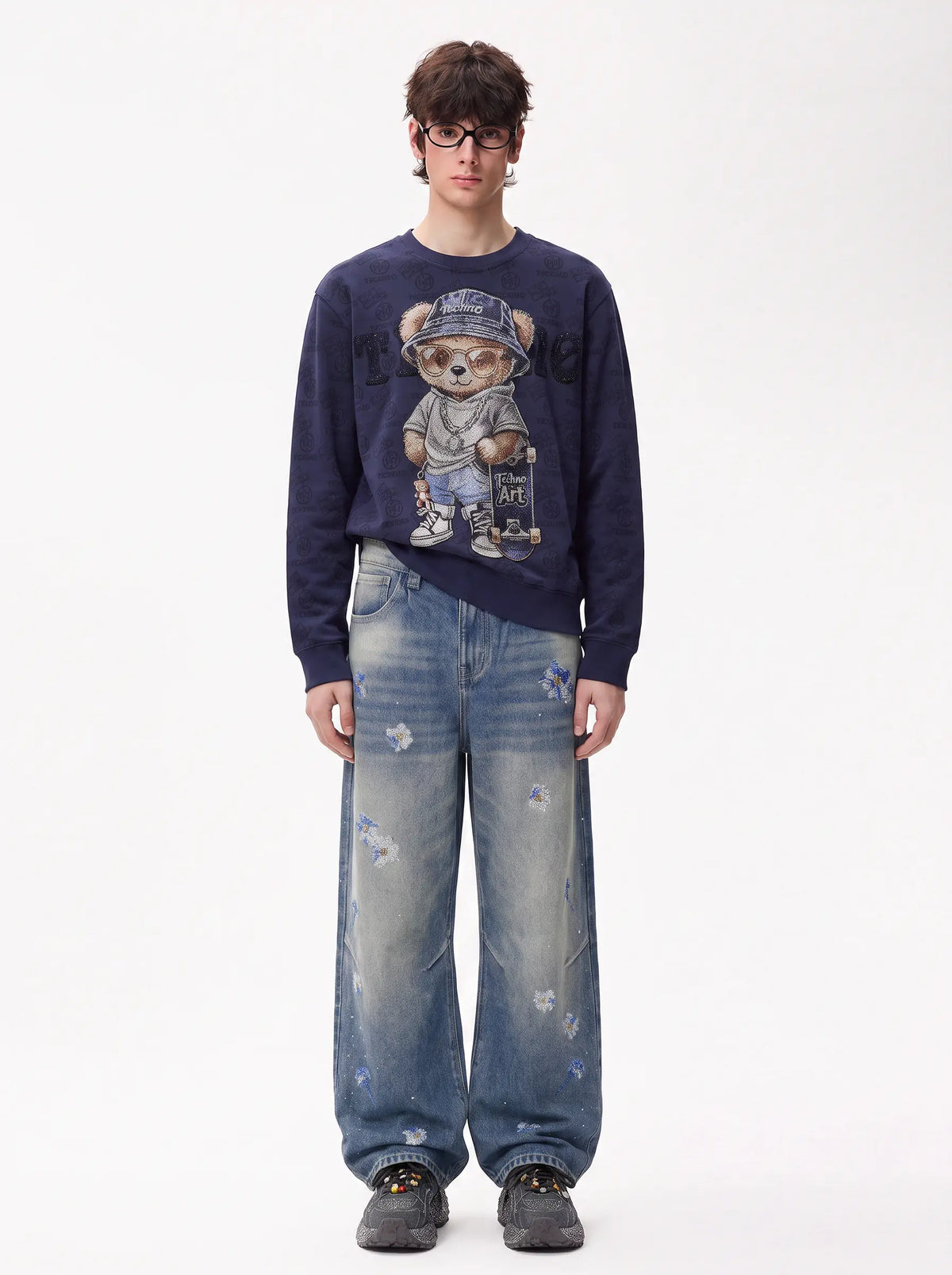 TCH Teddy Bear Skateboard Graphic Sweatshirt Luxury Streetwear Brand Official Showcase