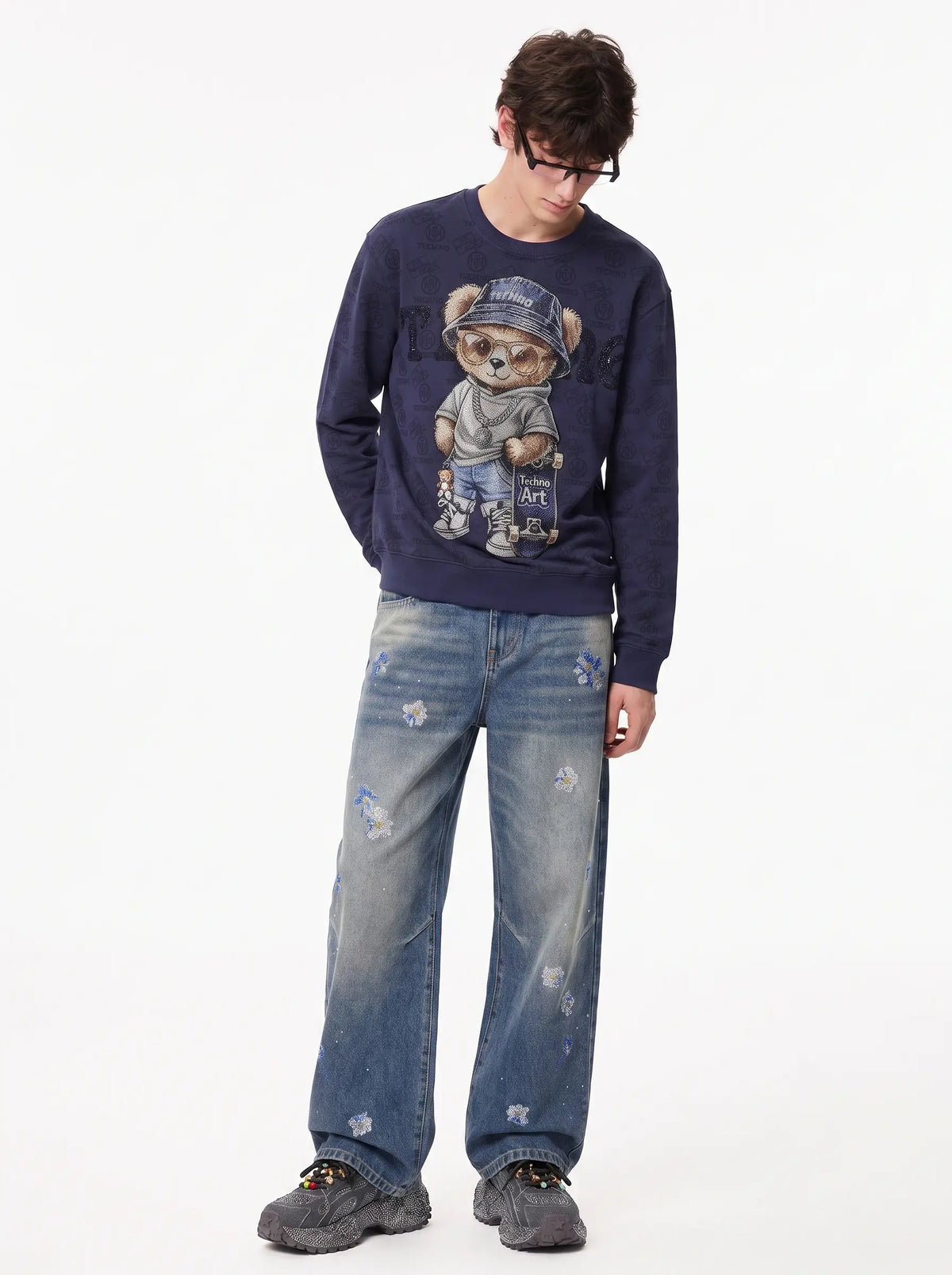 TCH Teddy Bear Skateboard Graphic Sweatshirt Luxury Streetwear Brand Official Showcase