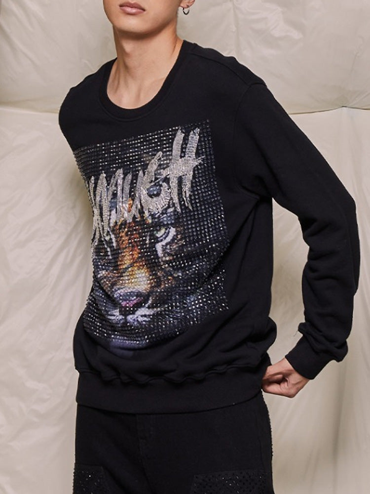 tch tiger rhinestone unisex graphic pullover black HighEnd Luxury Streetwear Brand Official Showcase