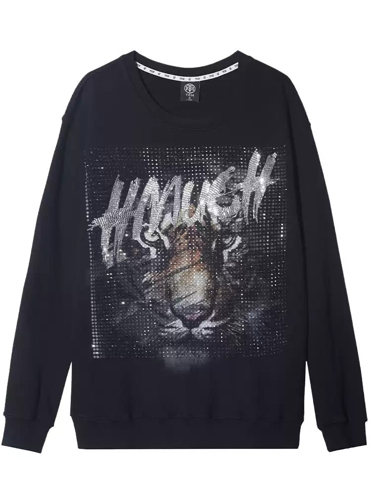 tch tiger rhinestone unisex graphic pullover black HighEnd Luxury Streetwear Brand Official Showcase
