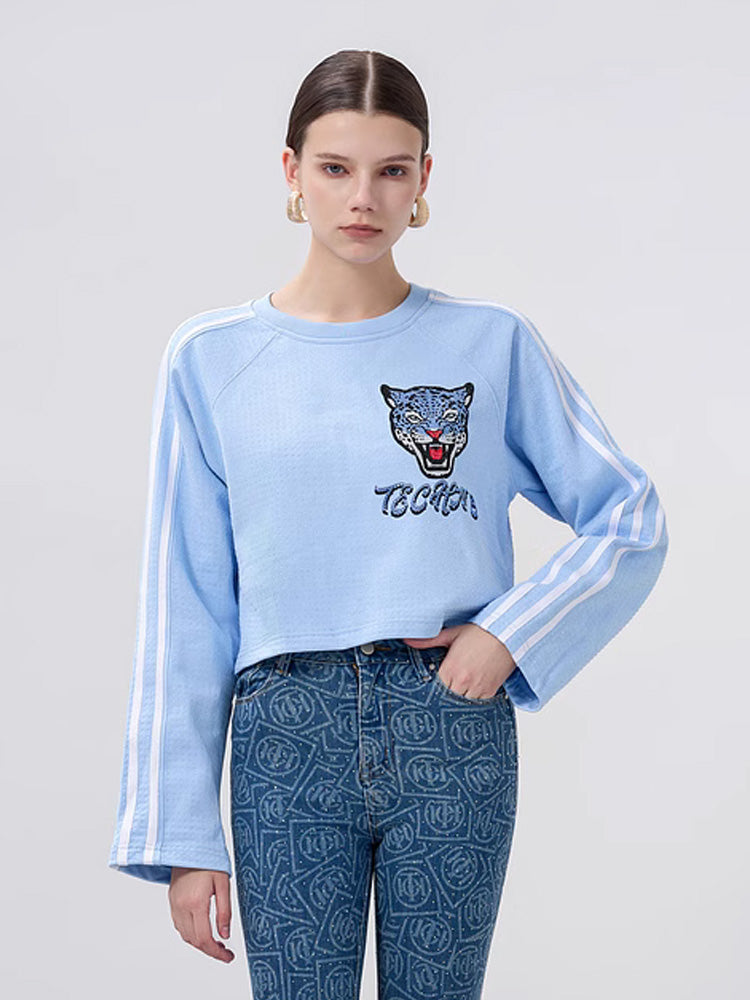 tch trendy rhinestone leopard cropped top lightblue HighEnd Luxury Streetwear Brand Official Showcase
