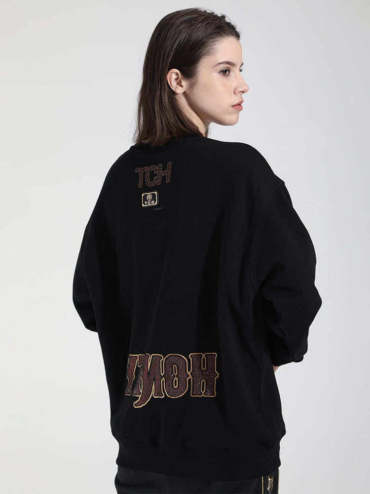 tch two bear rhinestone unisex sweatshirt black HighEnd Luxury Streetwear Brand Official Showcase