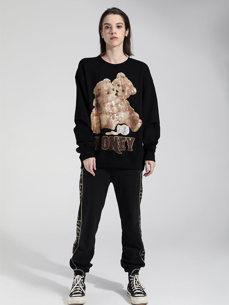 tch two bear rhinestone unisex sweatshirt black HighEnd Luxury Streetwear Brand Official Showcase