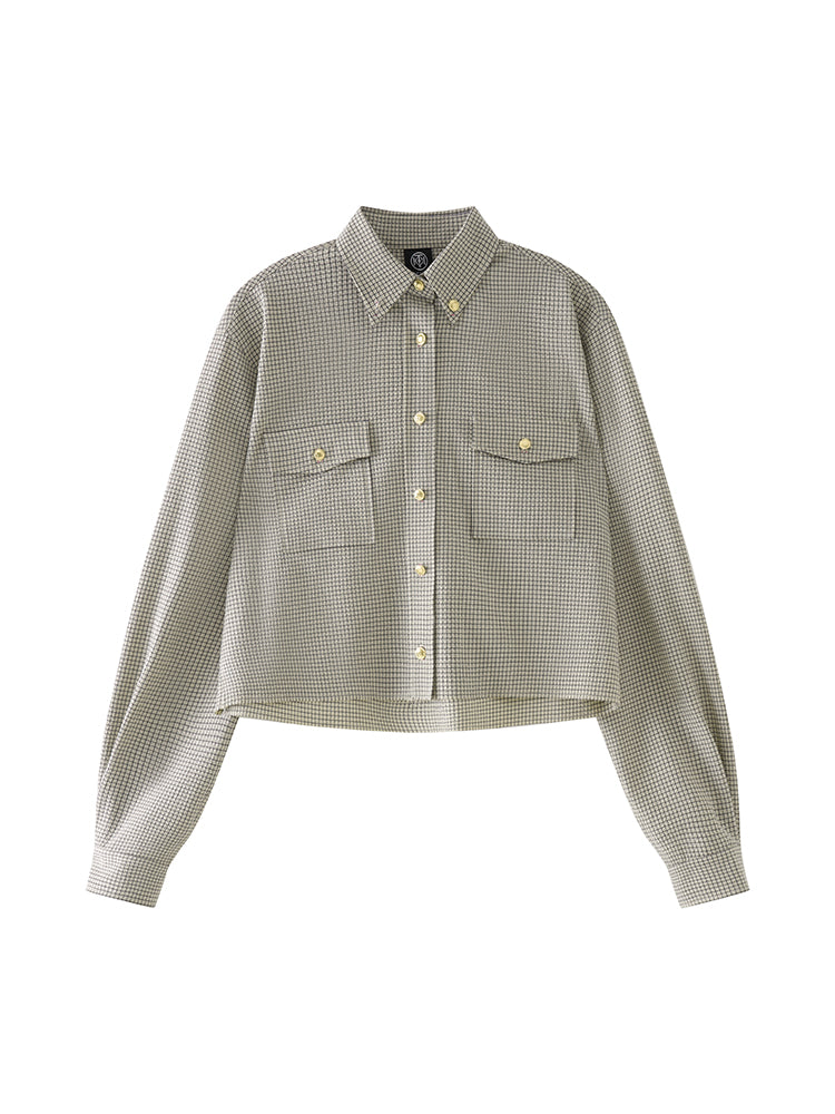 tch unisex bishop sleeve button down plaid shirt khaki1 HighEnd Luxury Streetwear Brand Official Showcase