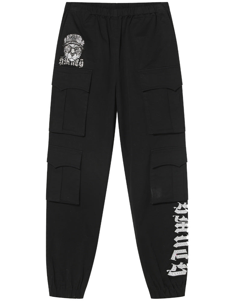 tch unisex graphic rhinestone cargo pants black HighEnd Luxury Streetwear Brand Official Showcase