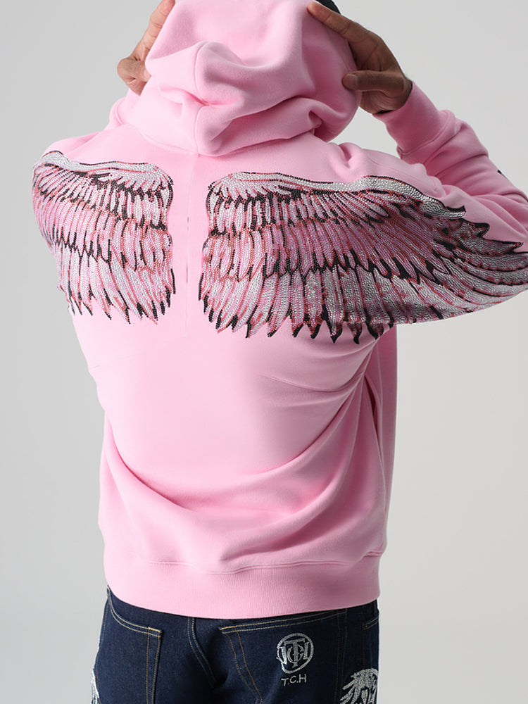 TCH Unisex Rhinestone Graphic Sweatshirt-Teddy Bear & Wings Pullover pink HighEnd Luxury Streetwear Brand Official Showcase