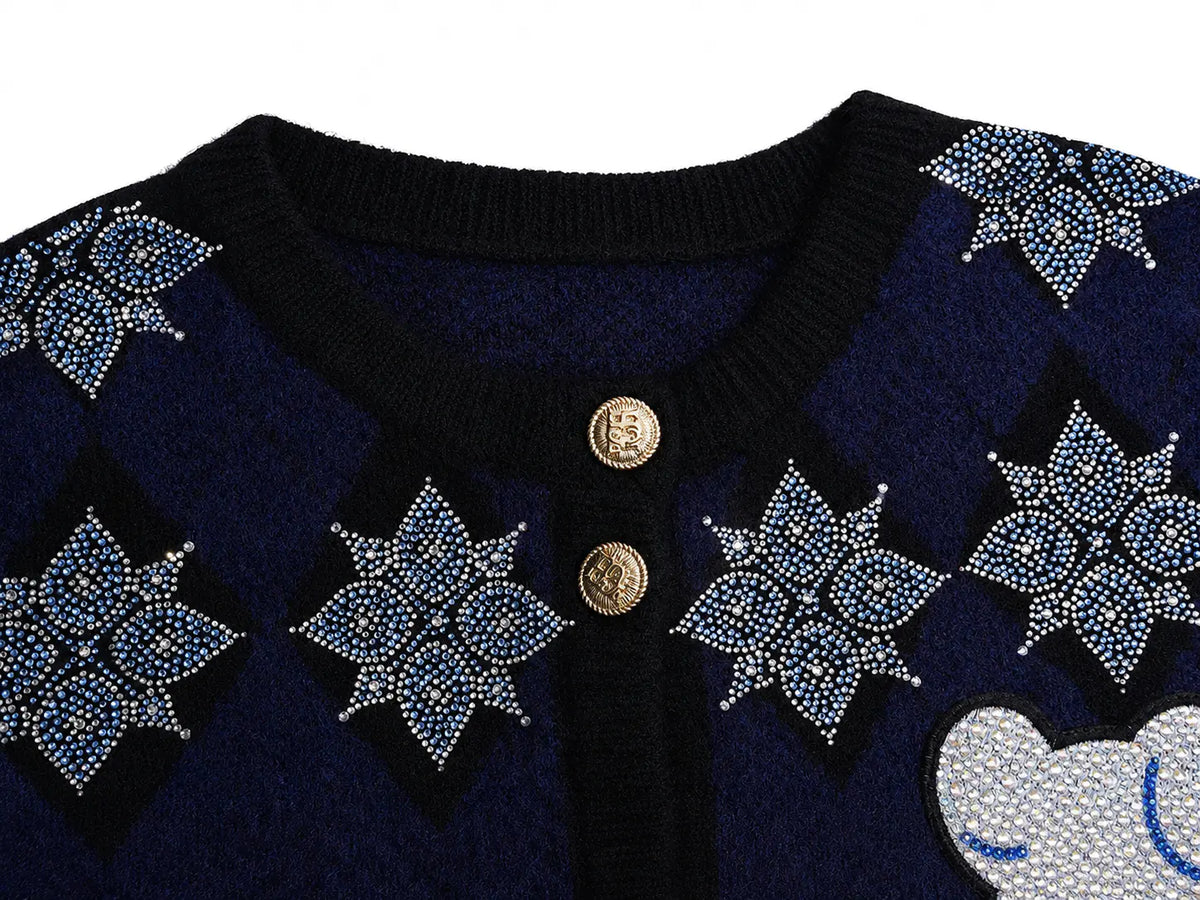 TCH Vintage Diamond Pattern Knit Cardigan Luxury Streetwear Brand Official Showcase