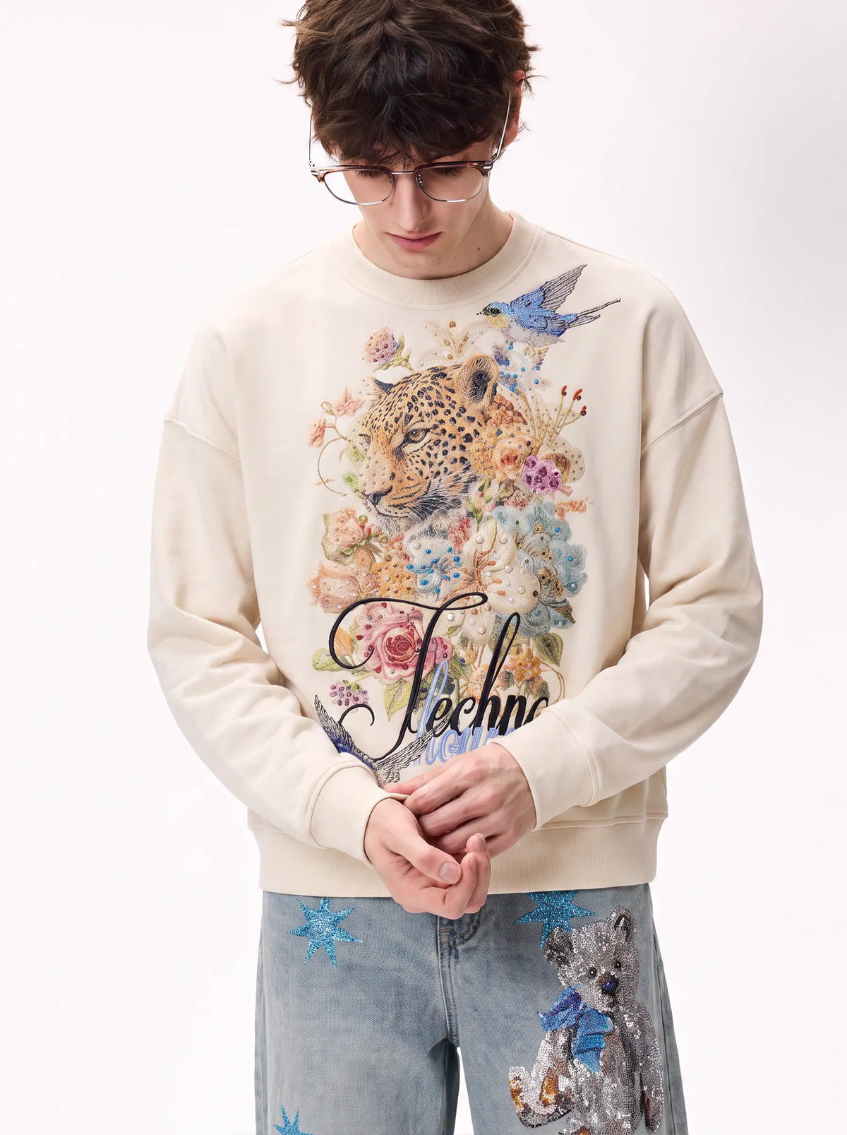 TCH Vintage Leopard & Bird Graphic Sweatshirt Luxury Streetwear Brand Official Showcase