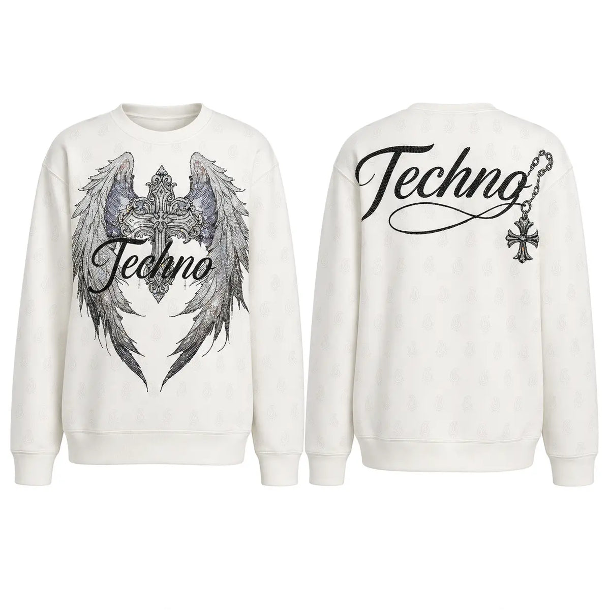 TCH Vintage Techno Wing Graphic Crewneck Sweatshirt Luxury Streetwear Brand Official Showcase