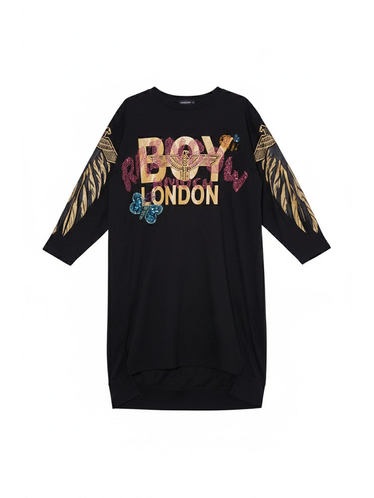 tch winged graphic half sleeve dress black HighEnd Luxury Streetwear Brand Official Showcase