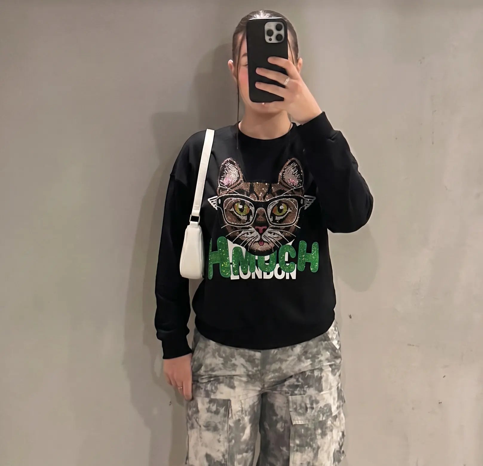 TCH Y2K Rhinestone Cat Graphic Sweatshirt Luxury Streetwear Brand Official Showcase