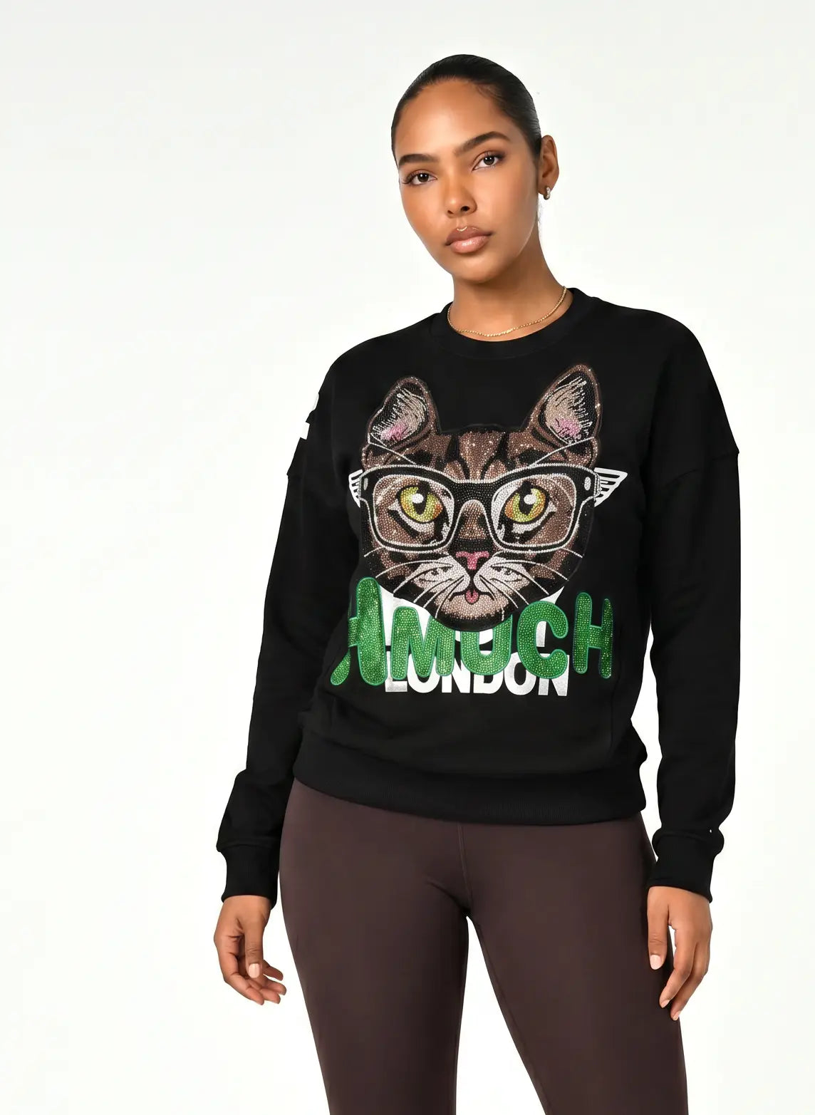 TCH Y2K Rhinestone Cat Graphic Sweatshirt Luxury Streetwear Brand Official Showcase