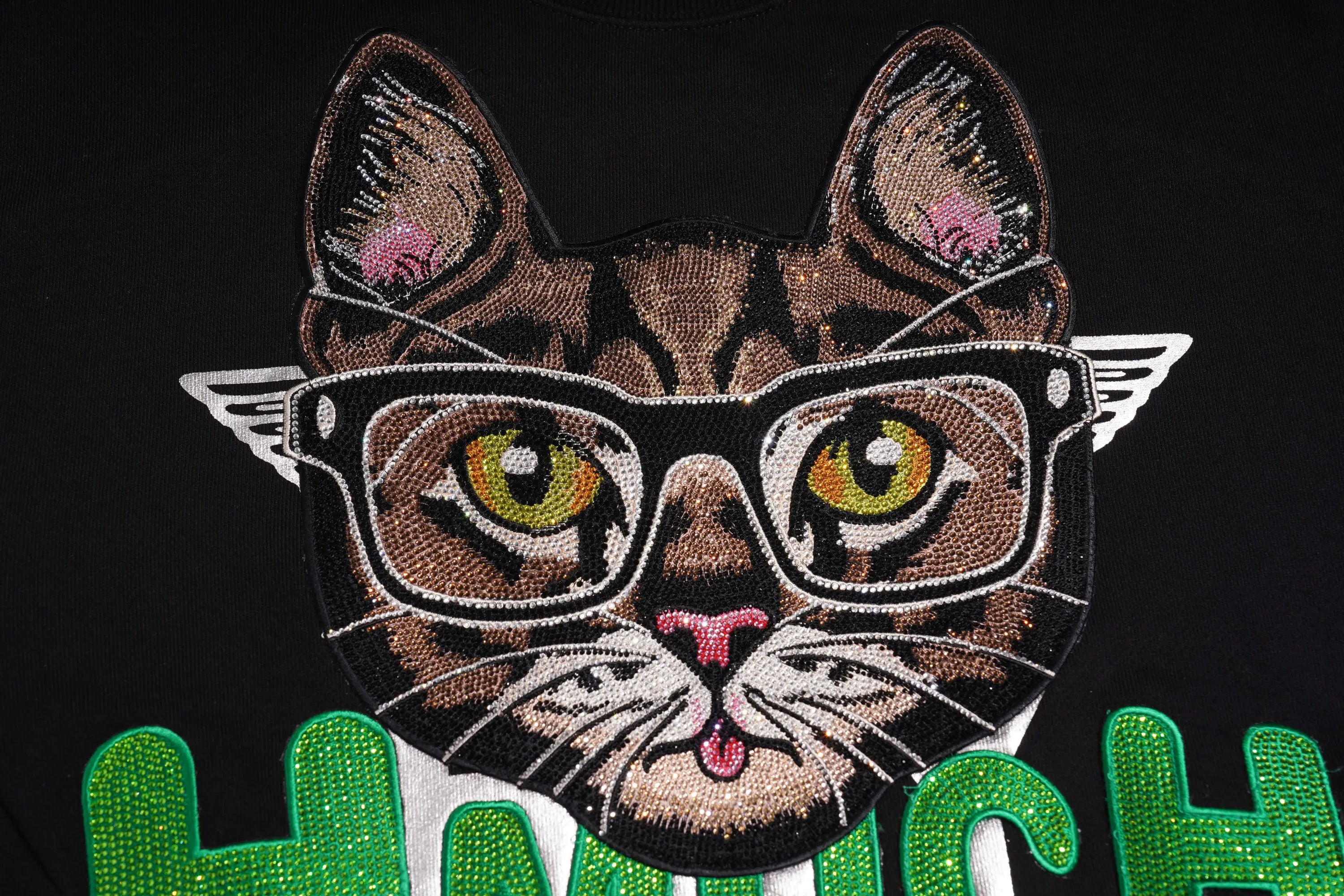 TCH Y2K Rhinestone Cat Graphic Sweatshirt Luxury Streetwear Brand Official Showcase