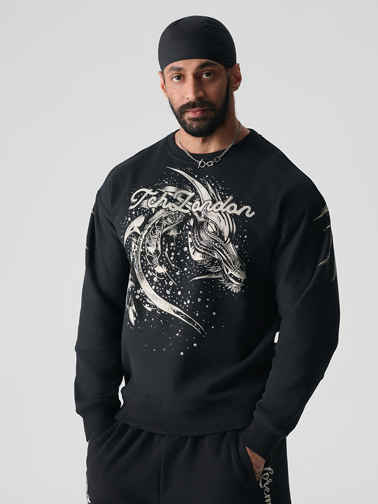 tch dragon printed long sleeve sweatshirt black HighEnd Luxury Streetwear Brand Official Showcase