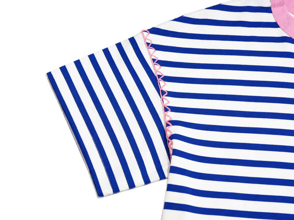 TCH Rhinestone Teddy Bear Striped Short Sleeve T-Shirt