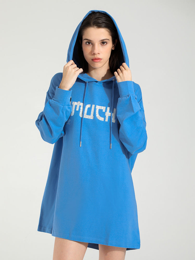 TCH Rhinestone Graphic Oversized Hoodie Dress