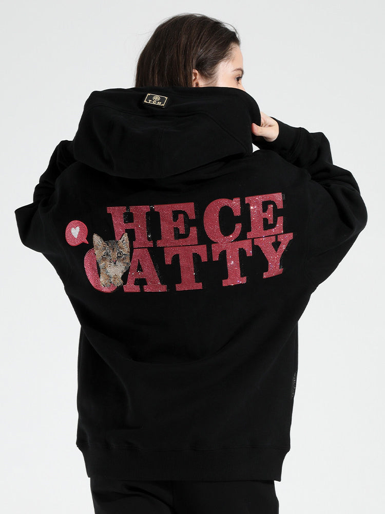 TCH Graphics Cat Rhinestone Pullover Hoodies