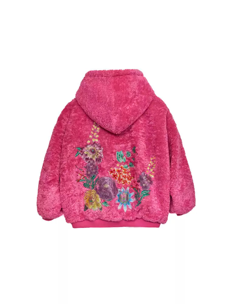 TCH Rhinestone Faux Fur Hooded Jacket