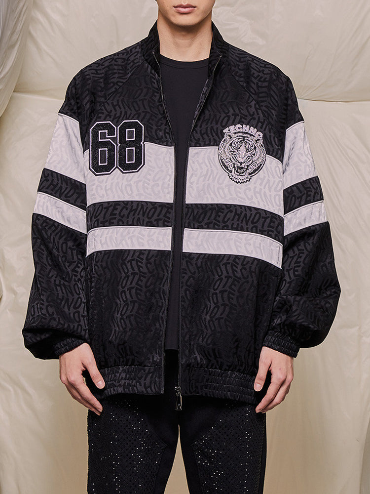 TCH Rhinestone Monogram Logo-Print Zip Jacket
