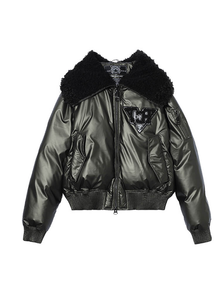 TCH Rhinestone Cropped Puffer Jacket