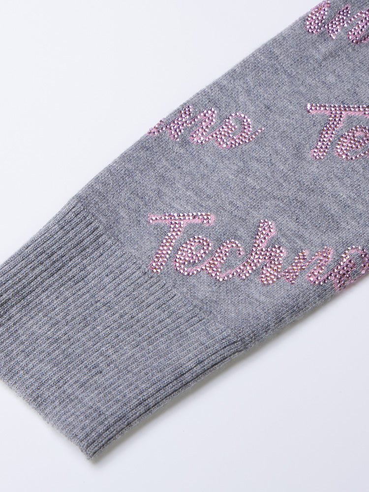 TCH Rhinestone Logo-Jacquard Crew-Neck Sweater