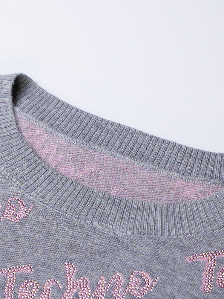 TCH Rhinestone Logo-Jacquard Crew-Neck Sweater