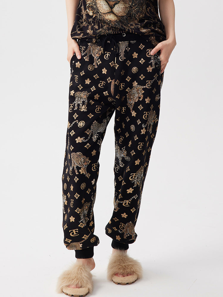 TCH Rhinestone Allover Print Jogging Trousers