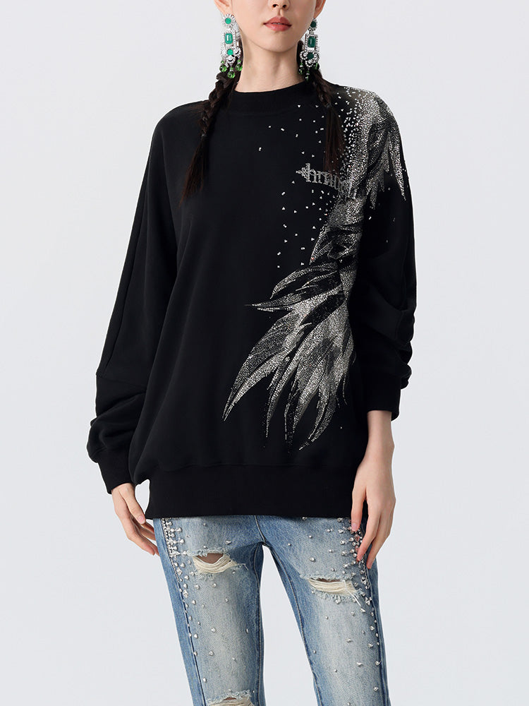 TCH Graphic Rhinestone Style Letter Sweatshirt