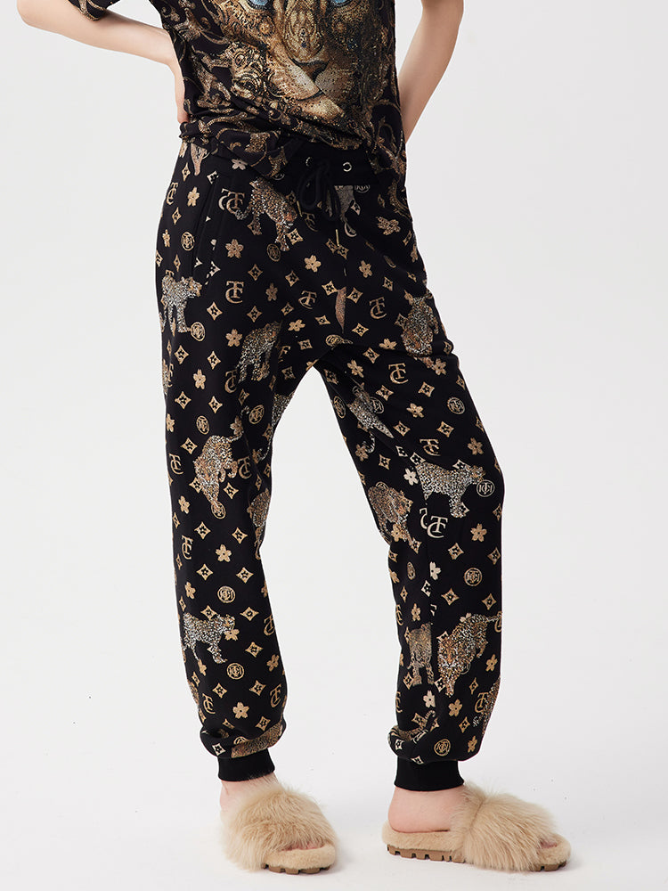 TCH Rhinestone Allover Print Jogging Trousers