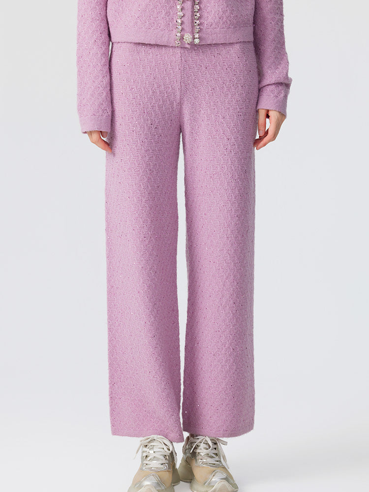 TCH  Sequins Pink Cableweave Wide-Leg Pants