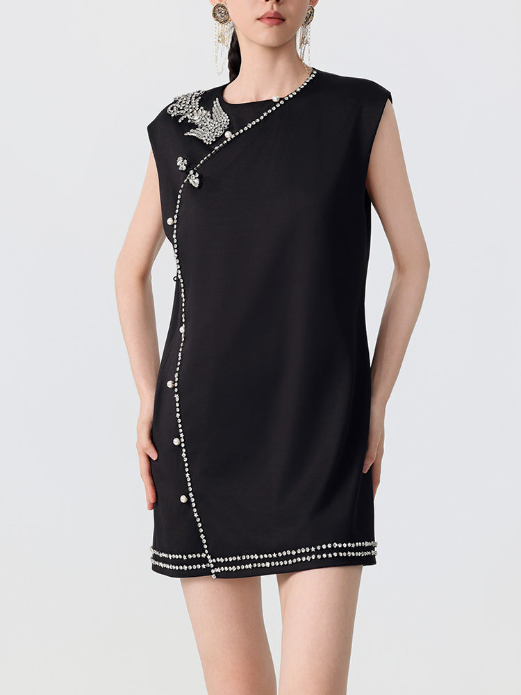 TCH Crystal-Embellished Chain Wrap Mini Dress