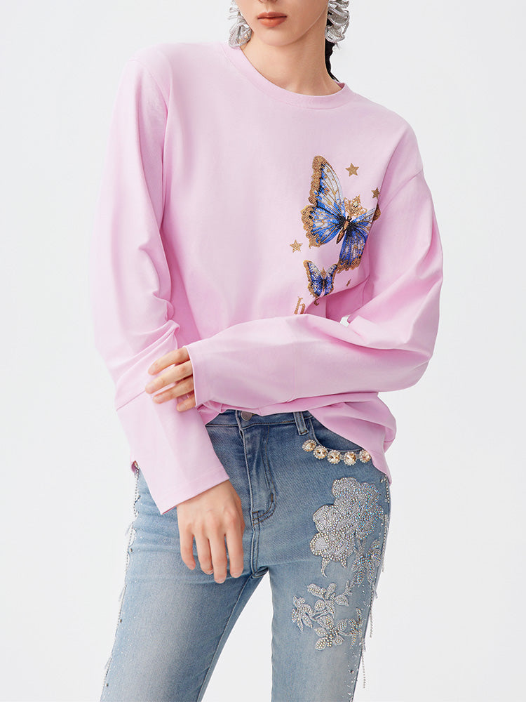 TCH Luxury Rhinestone Butterfly  Sparkle Top