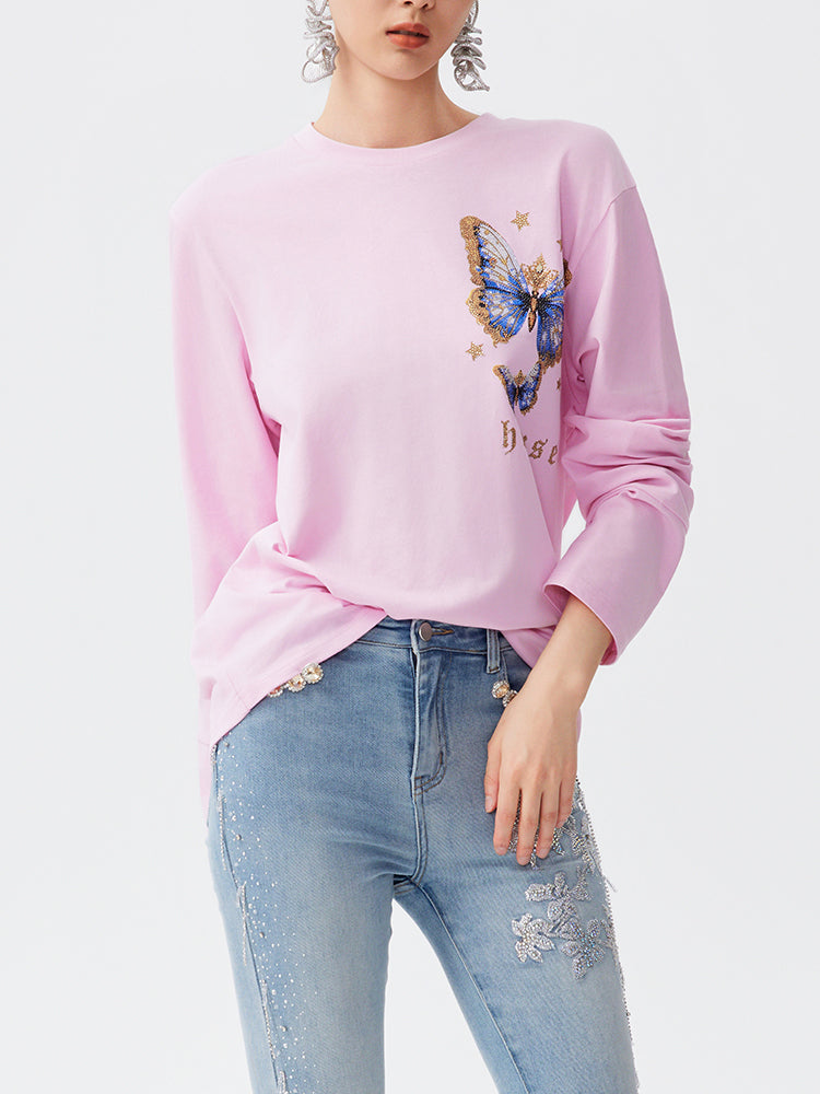 TCH Luxury Rhinestone Butterfly  Sparkle Top