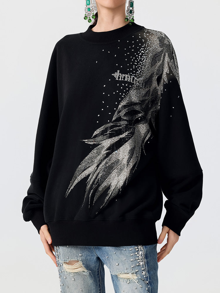 TCH Graphic Rhinestone Style Letter Sweatshirt
