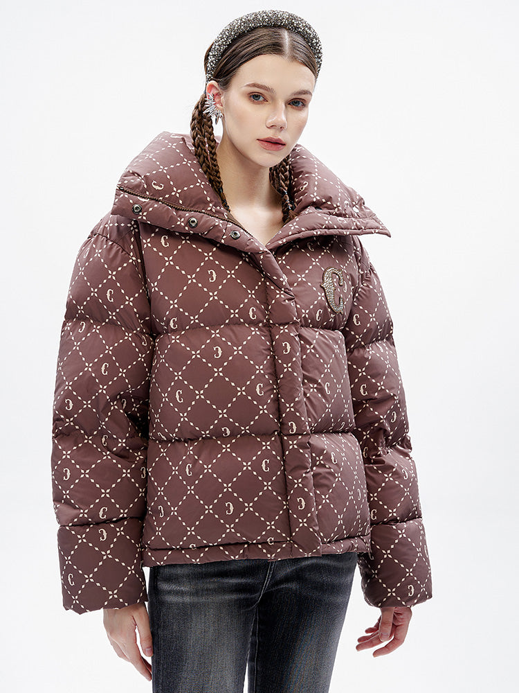TCH Allover Print Rhinestone Wings Puffer Coats