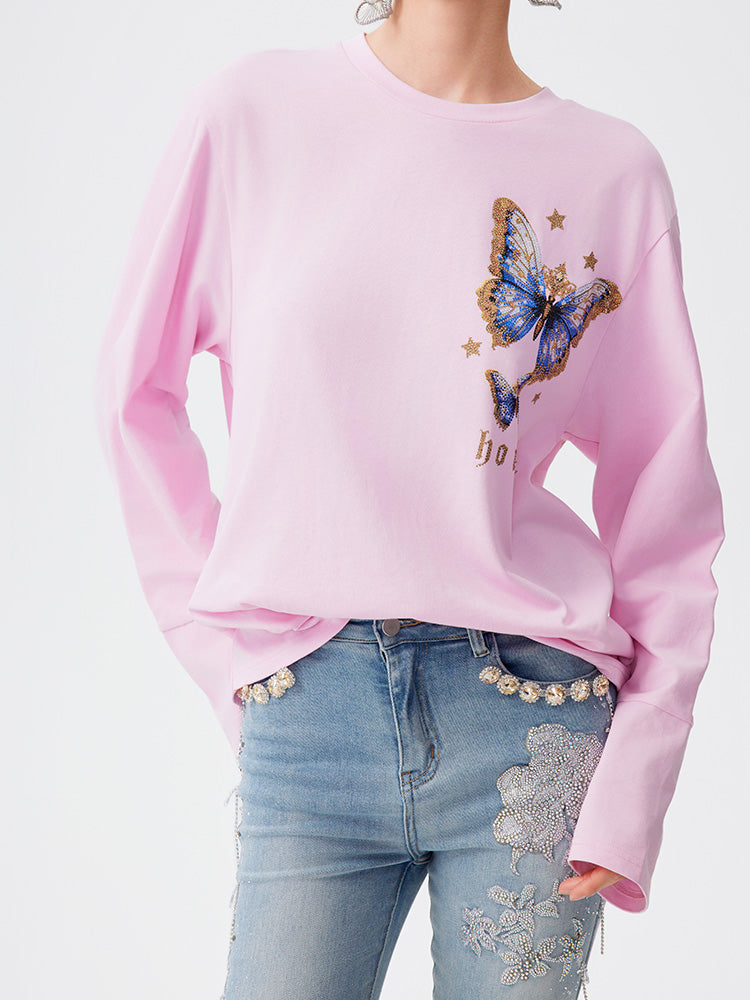 TCH Luxury Rhinestone Butterfly  Sparkle Top