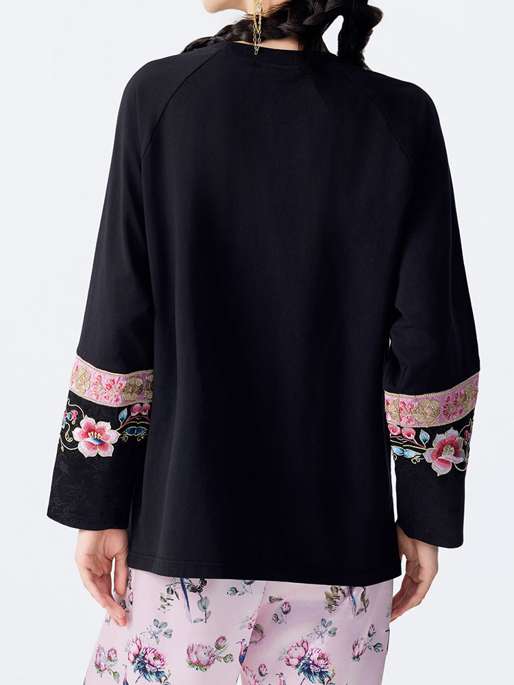 TCH Luxury Rhinestone-Embellished Peacock Pullover Top