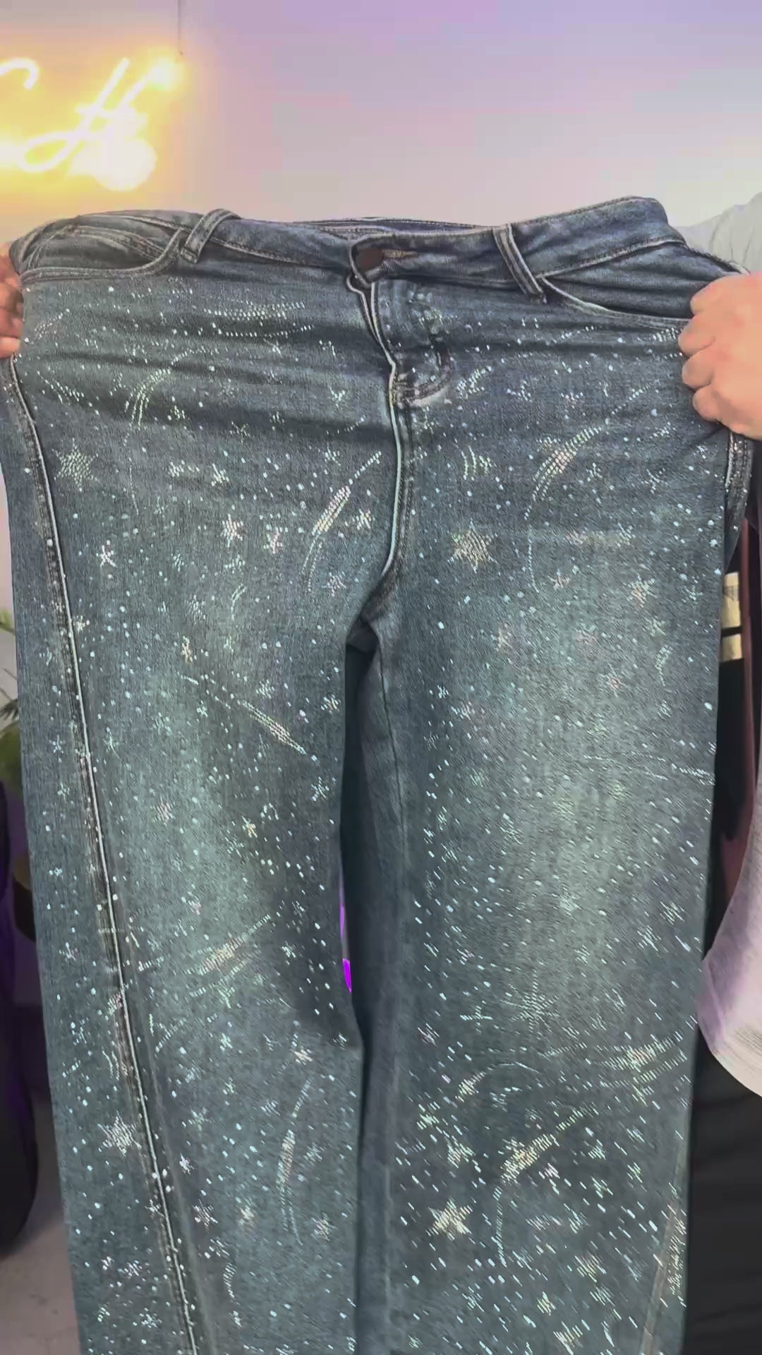 TCH Rhinestone Galaxy Sparkle Wide-Leg Jeans-20260514