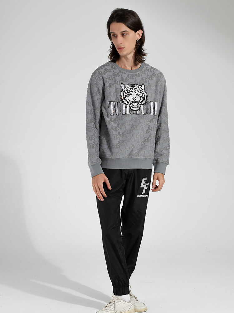 TCH Men's Print Graphic Rhinestone Pullover Sweatshirt