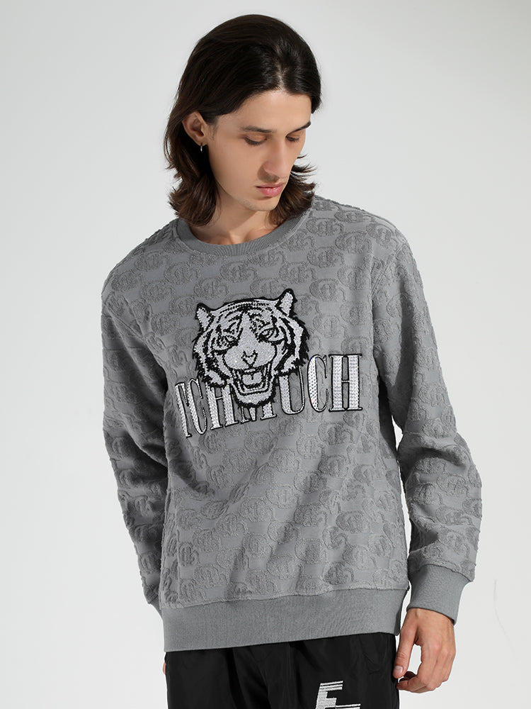 TCH Men's Print Graphic Rhinestone Pullover Sweatshirt