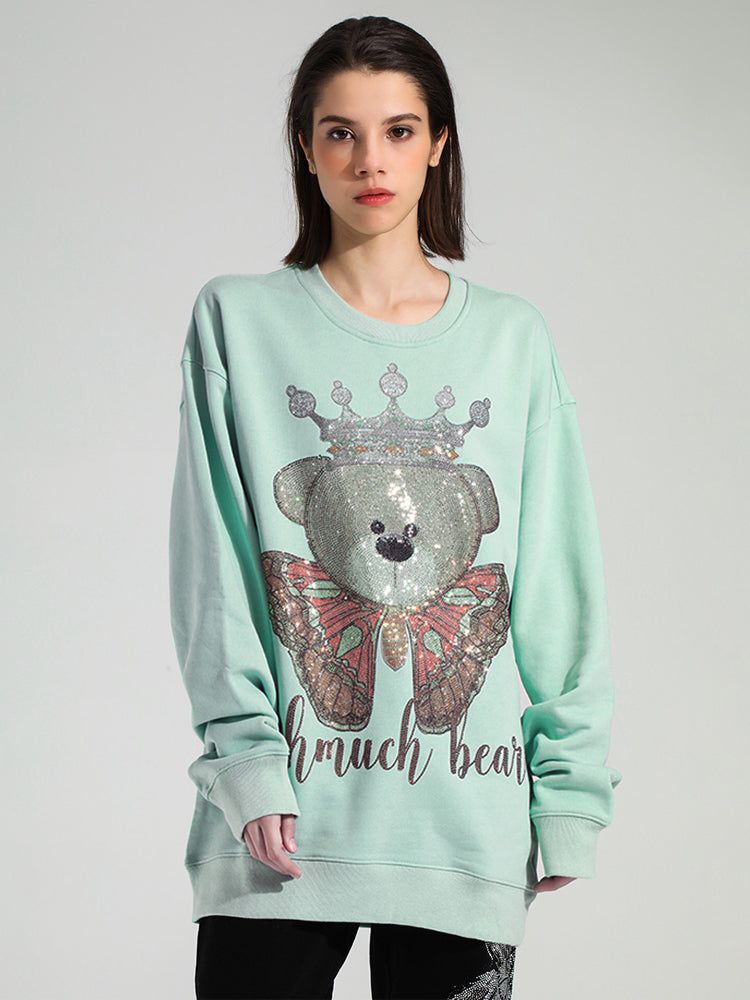 TCH Graphic Rhinestone Oversized Pullover Sweatshirt