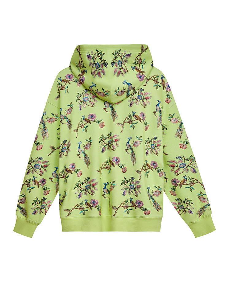 TCH Allover Rhinestone Graphic Hoodies with Green