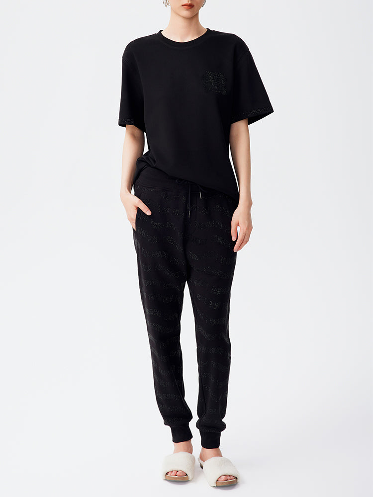 TCH All Over Rhinestone Letter Print Jogger