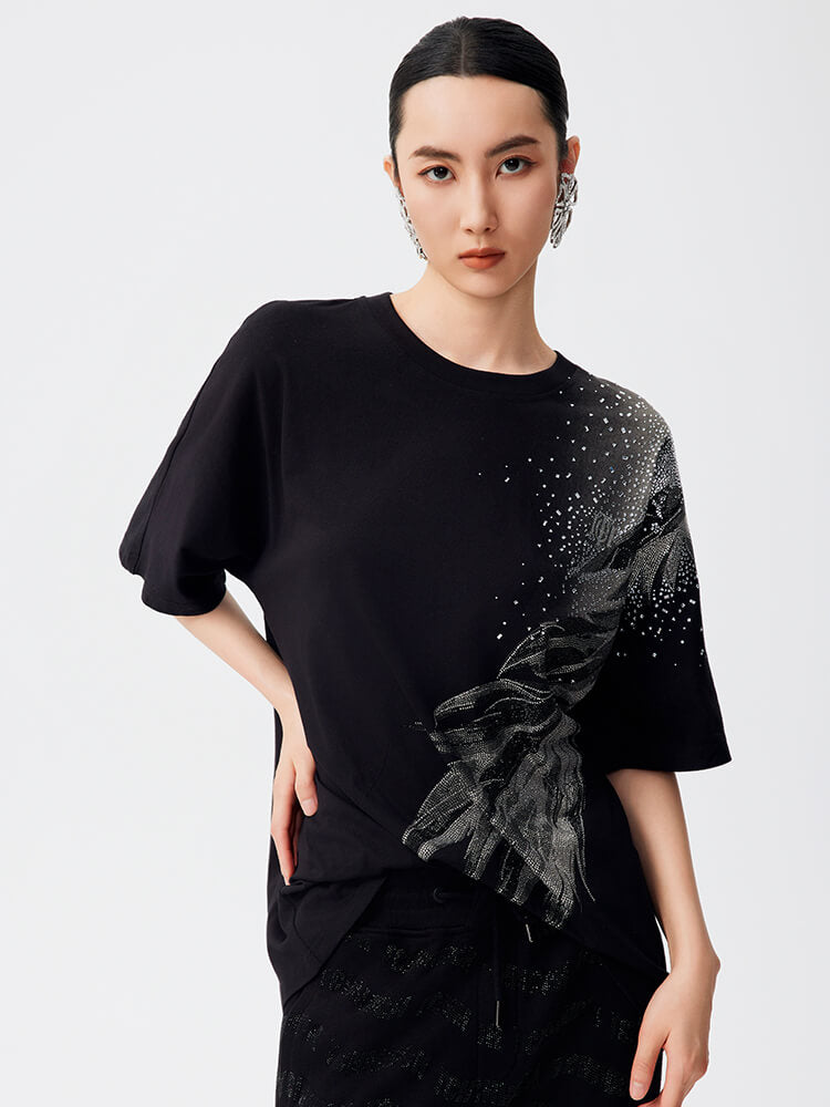 TCH Rhinestone Short Sleeve Black T-shirt